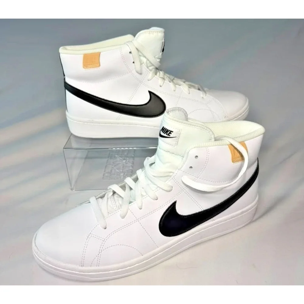 Nike Court Borough Mid 2 White Black Men's Size US 11.5 New CD7782-101